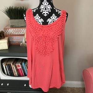 H&M Coral Tank with Design on Front, Size L